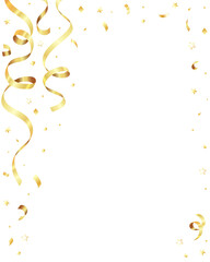 Glowing Golden Confetti Frame, Shining Stars, Gold Ribbon, Golden Serpentine, Shiny Border, Abstract Background, Border, Celebrate, Presentation