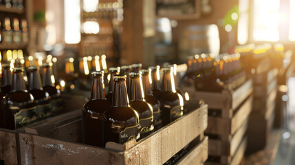 Numerous drink bottles neatly arranged in a warm and inviting bar, capturing a cozy atmosphere perfect for gatherings and relaxation.