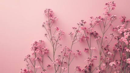 Delicate Pink Gypsophila Flowers on Soft Background