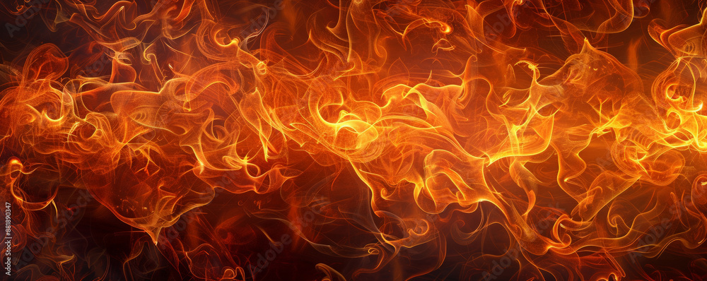Wall mural a fire background with flames intertwined with smoke, creating a complex and visually interesting pa