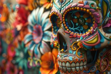 Fototapeta premium Colorful Sugar Skull Close Up