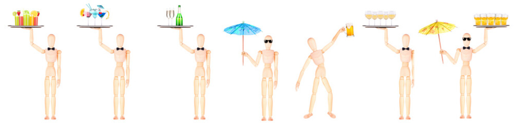 wooden Dummy waiter with wine on tray