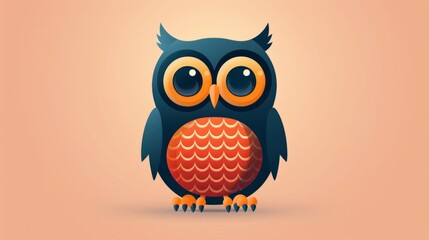 Obraz premium Owl with big eyes. Illustration of a cartoon cute owl.