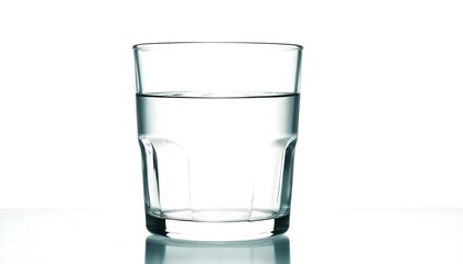 An isolated glass of water on a simple white background