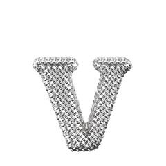 Silver ribbed symbol. letter v