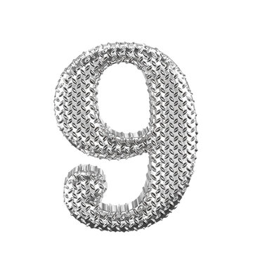 Silver ribbed symbol. number 9