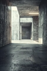 Obraz premium Modern Industrial Concrete Architecture with Geometric Patterns and Natural Light