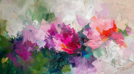 Abstract Floral Painting in Vibrant Hues