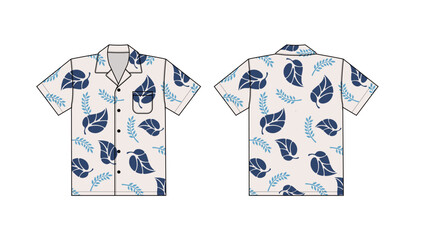 Hawaiian shirt (aloha shirt) vector template illustration