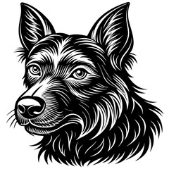 illustration of dog,wolf, head, dog, vector, animal, black,