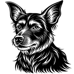 illustration of dog,wolf, head, dog, vector, animal, black,