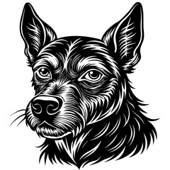 illustration of dog,wolf, head, dog, vector, animal, black,