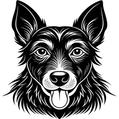 illustration of dog,wolf, head, dog, vector, animal, black,