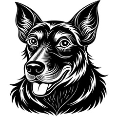 illustration of dog,wolf, head, dog, vector, animal, black,