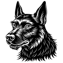 illustration of dog,wolf, head, dog, vector, animal, black,