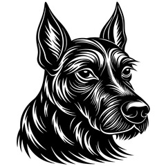 illustration of dog,wolf, head, dog, vector, animal, black,