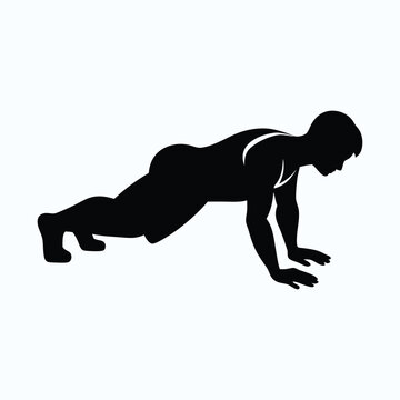 recommend clip art: silhouette vector illustration of push ups exercise