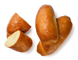 Buns and halves on a white background. Top view