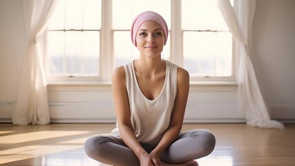 Woman and cancer concept,Young adult female cancer patient sitting