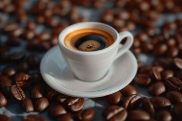 Fototapeta premium Coffee on Saucer with Coffee Beans