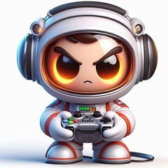 Cute Angry Astronaut Gaming Cartoon 3d Generative AI

