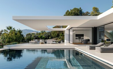 a minimal modern luxury house with swimming pool in california