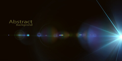 Abstract flash of bright blue glow in outer space. Abstract light background. Vector for web design and illustrations.