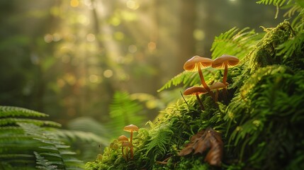 Obraz premium mushrooms in the forest ground