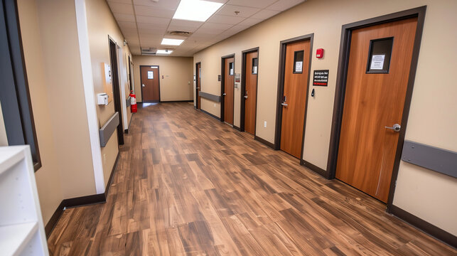 Interior of empty School full hallways