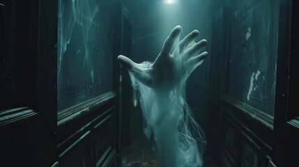 Fototapeta premium A ghostly hand reaching out from a dark corner