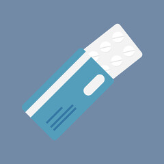 Various meds. Pills, capsules blisters, glass bottles with liquid medicine, plastic tubes with caps. Medication and supplements collection.