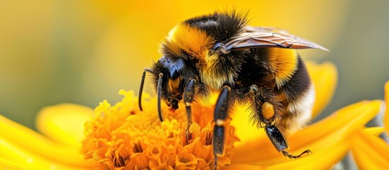 A Busy Bumble Bee Collecting Pollen