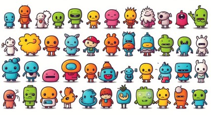 A Collection of Cute and Colorful Cartoon Characters