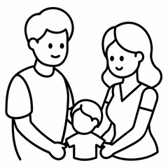 Mom and Dad Playing with Child silhouette vector illustration on white Background