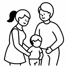 Mom and Dad Playing with Child silhouette vector illustration on white Background