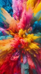 an explosion of multicolour pigments