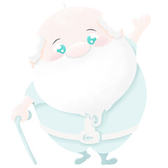 Grandfather stood waving his hand and holding a cane