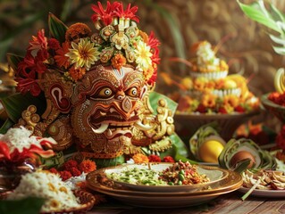 Obraz premium Food Plated with Flowers