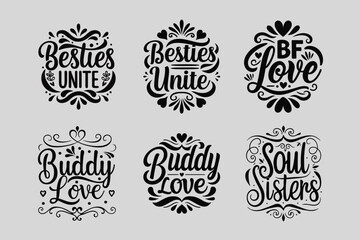 Happy Friendship Day Handwritten Typography Quotes T-Shirt Bundle Designs