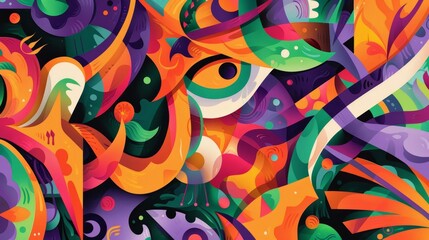 Obraz premium Bold geometric shapes with Holi-inspired colors in wallpaper