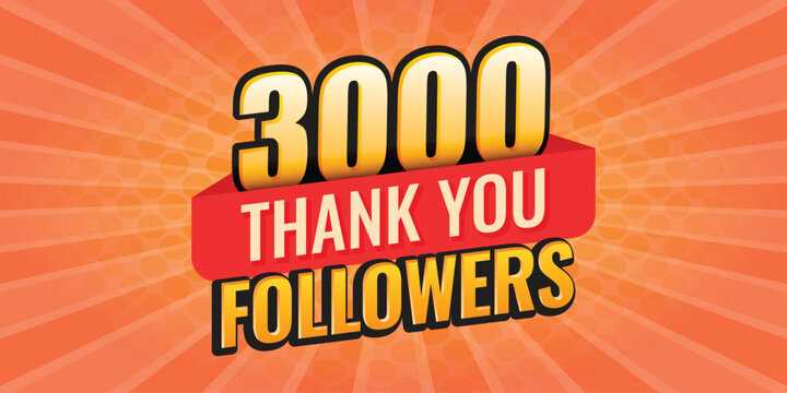 Thank you 3000 followers icon in flat style. Subscription amount vector illustration on isolated background. 3k follower sign business concept.