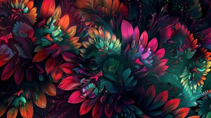 Captivating background with fractal designs and bright Holi colors