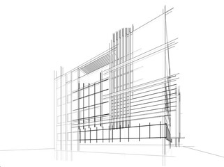 Office building sketch 3d rendering