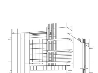 Office building sketch 3d rendering