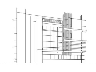 Office building sketch 3d rendering
