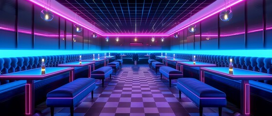 Obraz premium Mini establishment with a bold initiative, neon highlights, digital rendering, high detail, modern design