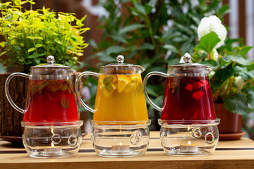 Fruits tea with ice summer refreshing drink