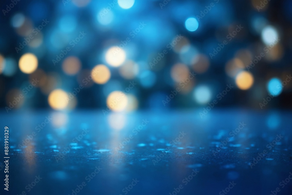 Wall mural Abstract blue bokeh background with glittering surface