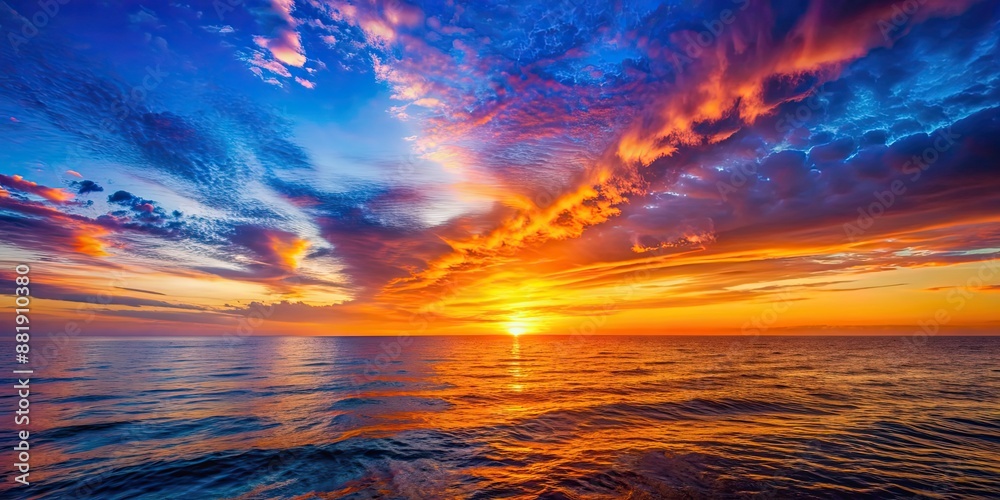 Wall mural Vibrant sunset over the ocean with gradient sky , sunset, sea, ocean, colorful, vibrant, nature, horizon, horizon, dusk