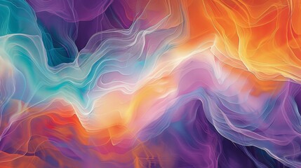 Fototapeta premium Dynamic wave patterns with colorful Holi powder in soft blend